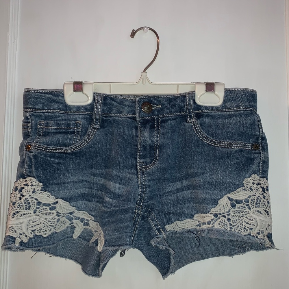 Blue Jean Shorts with Lace